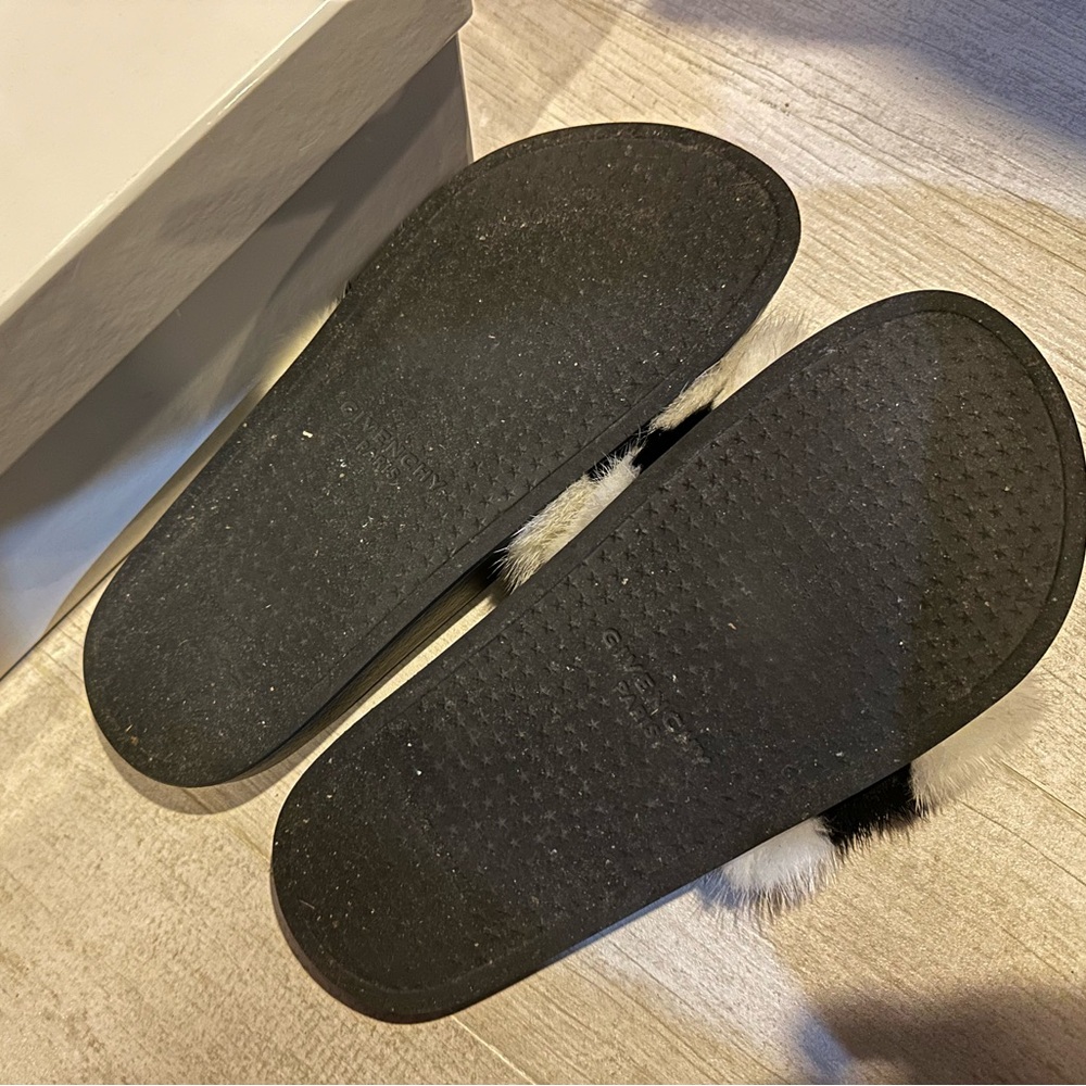 Givenchy Mink Black And White Slides Size 38 - image 2